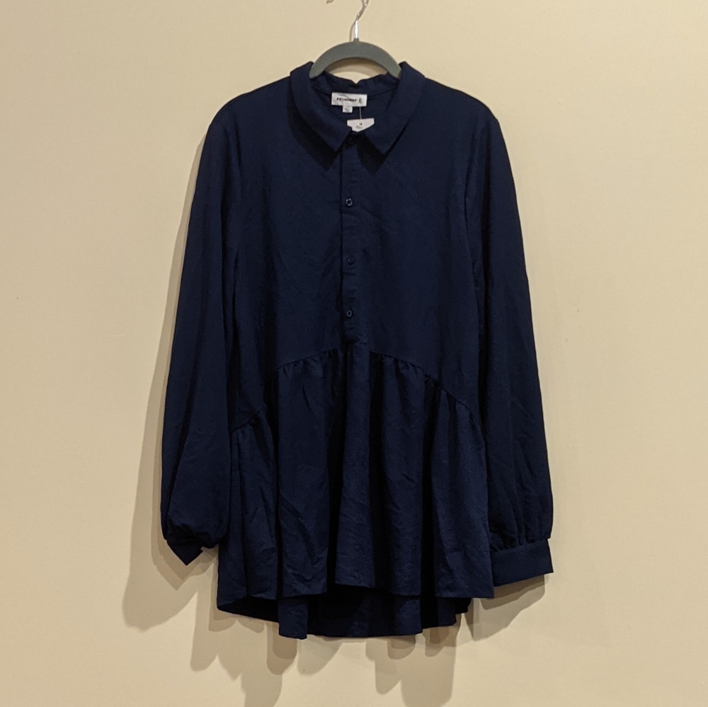 Navy Peplum Blouse